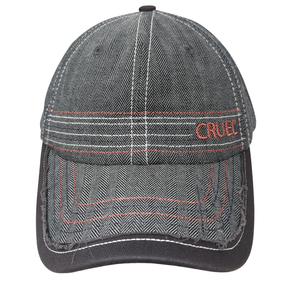 Cruel Snapback Cap Gray One Size Adjustable Embroidered 6 Panel Distressed